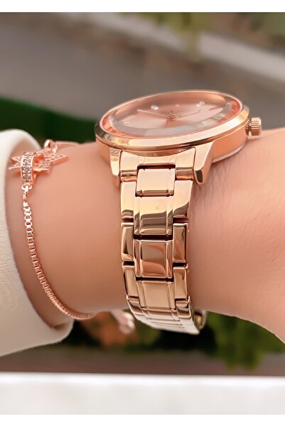 Ferrucci Women's Wristwatch Rose Gold Stone Detailed Steel Strap – Stylish and Gift Boxed Model