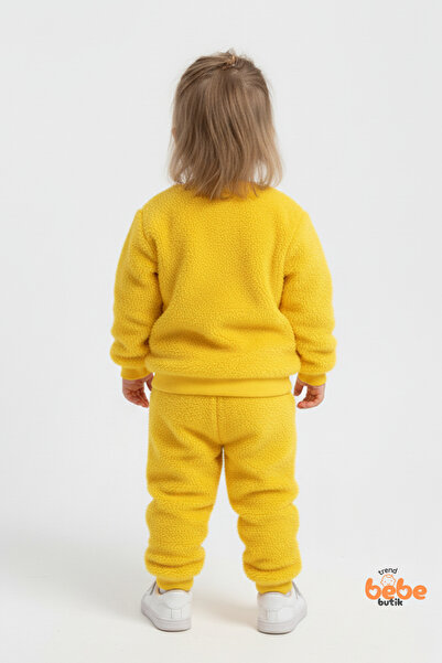 Trend Bebe Butik Tweety Desenli Sarı Welsoft Kız Çocuk Eşofman Takımı – Yumuşak Peluş Kumaş, Kışlık Rahat Takım