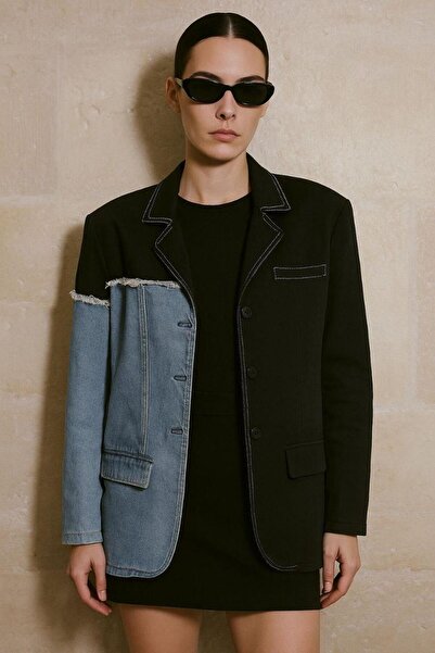 YVONNE Denim Gabardin Garnili Blazer Ceket