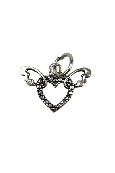 Bibilel Ασημένιο Μενταγιόν 925 Καρδιά με Φτερά