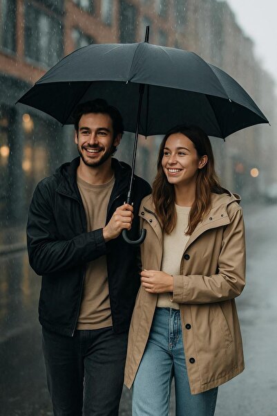 jetlegelsin Şık Tasarımlı Büyük Boy Baston Siyah Şemsiye – Rüzgar Dayanıklı K...