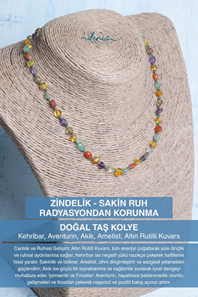 Deniz Doğal Taş قلادة من الحجر الطبيعي المعتمد (الهدوء - حماية الروح من الإشعاع)