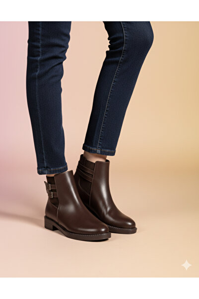 AYN SHOES35 BOT AYAKKABI LASİTKLİ TOKALI ( YÜKSEK KALİTE ) kahve rengi