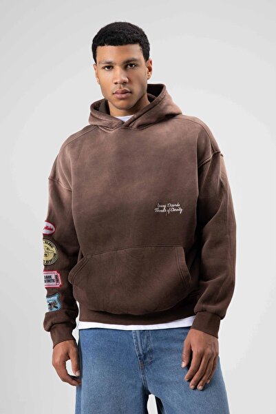 VAMOSCLO oversized με τύπωμα με κουκούλα Φούτερ Καφέ