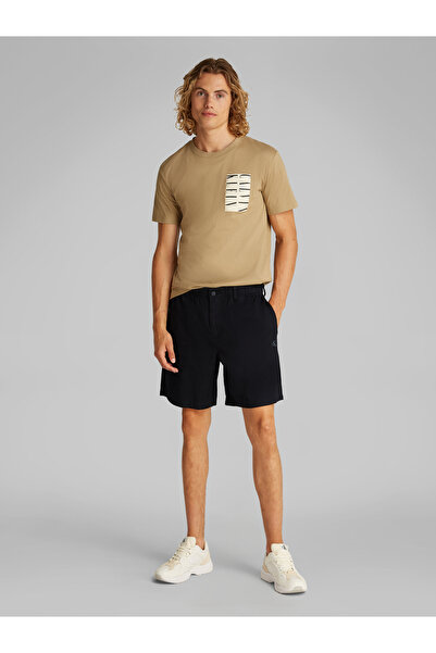 Calvin Klein Men Black Cotton Linen Twill Shorts