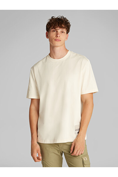 Calvin Klein Men Antique White Printed Back Crew Neck T-Shirt