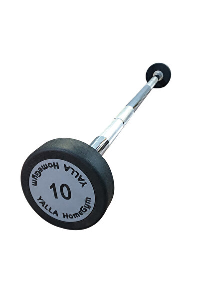 YALLA HomeGym 10KG Fixed Weighted Commercial Gym Olympic Barbell, Straight Steel Bar