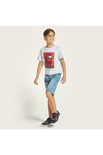 Lee Cooper Solid Denim Shorts with Button Closure and Pockets