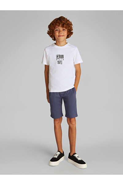 Calvin Klein Boys Bright White Good Level Regular Short Sleeve T-Shirt