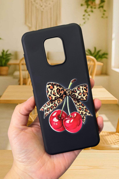 Vip Case Redmi Note 9 Pro ve 9S Uyumlu Kiraz Leopar Fiyonk Desenli Silikon Da...