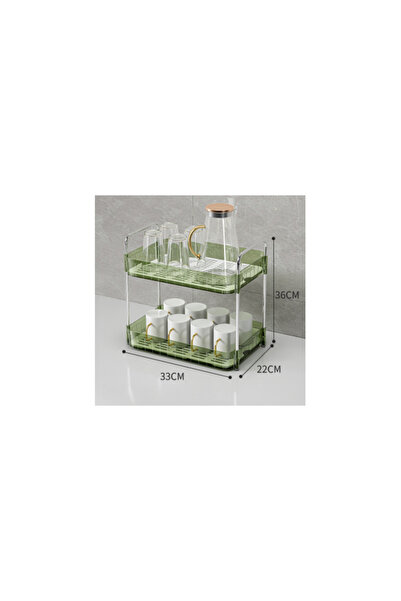 Rovitech Raft cu 2 rafturi, 33 x 22 x 36 cm, verde transparent