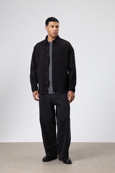 VAMOSCLO Oversize Gabardine Shirt Jacket Black