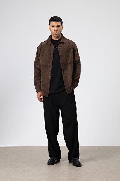 VAMOSCLO oversized Πουκάμισο με υφή καφέ