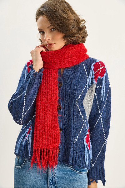 Bianco Lucci Cardigan cu franjuri cu model Baklava pentru femei TH251053 60283655