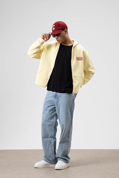 VAMOSCLO oversized Φούτερ με φερμουάρ με κουκούλα Κίτρινο