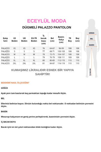 La Querta Siyah Cırtlı Palazzo Yüksek Bel ayarlanabilir Bel Bol Paça puqaq