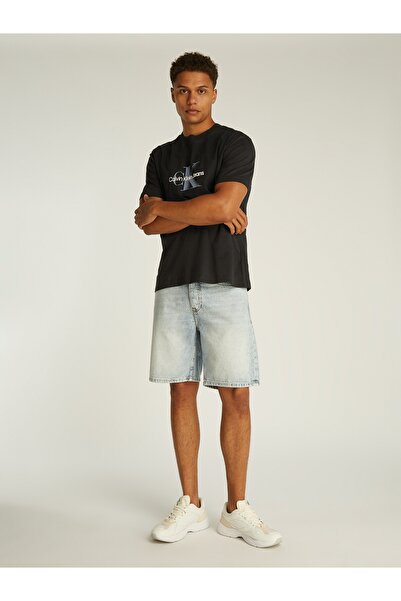 Calvin Klein Men Black Monologo Shift Crew Neck T-Shirt