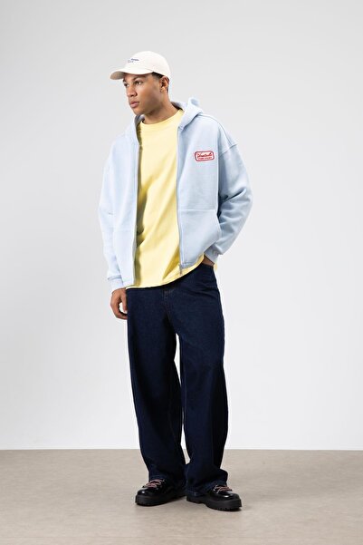 VAMOSCLO oversized Φούτερ με με κουκούλα φερμουάρ Baby Blue