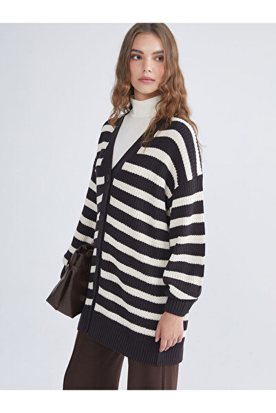 LC Waikiki Seasonal Deals from Rmz Clothing Brown V-Neck Striped Women's Knit...