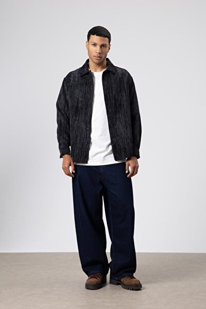 VAMOSCLO Oversize Textured Shirt Black
