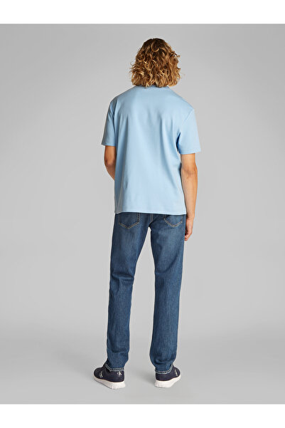 Calvin Klein Men Blue Bell Cotton Stretch Badge Crew Neck T-shirt