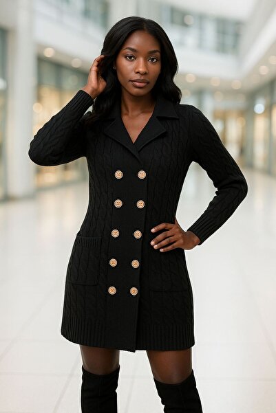 DEEP BEACH Knitwear Double-Breasted Cardigan Dress