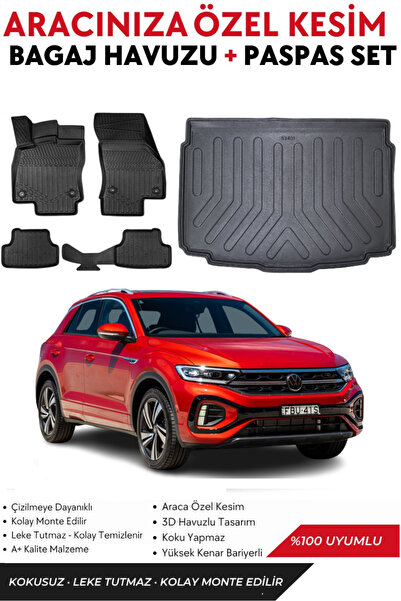 Volkswagen T-Roc 2021 Model Alt Bagaj Havuzu+Paspas Takımı Full Set+Hediyeli