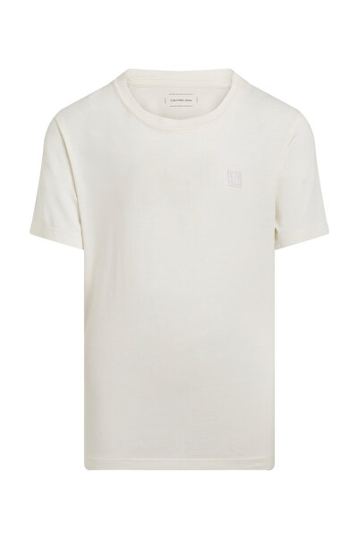 Calvin Klein Boys Bright White Logo Printed Crew Neck T-Shirt
