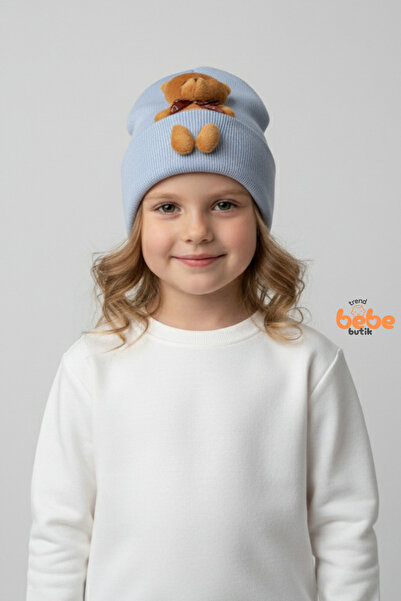 Trend Bebe Butik Плюшена мечешка шапка за момичета с детайли – мека плетена з...
