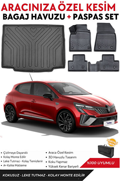 ko kaliteoto Renault Clio 5 2020-2021-2022-2023-2024-2025 Model Bagaj Havuzu+...