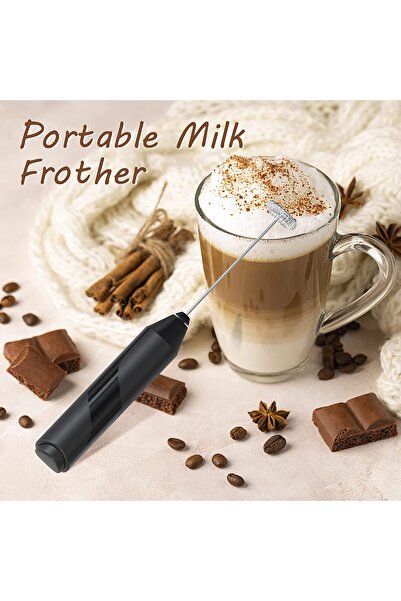 awwaline Milk frother, awwaline, black, with vertical stand, ideal for cappuccino, caffe latte, froth