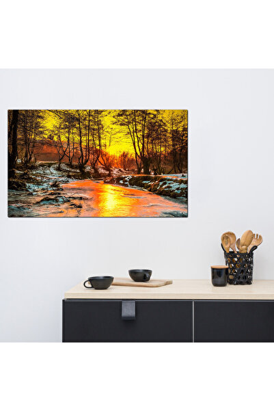 Generic لوحه جداريه كانفس - رسمة نهر عند الغروب - 684