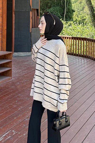 lamelif Striped Sweater Sweater Beige
