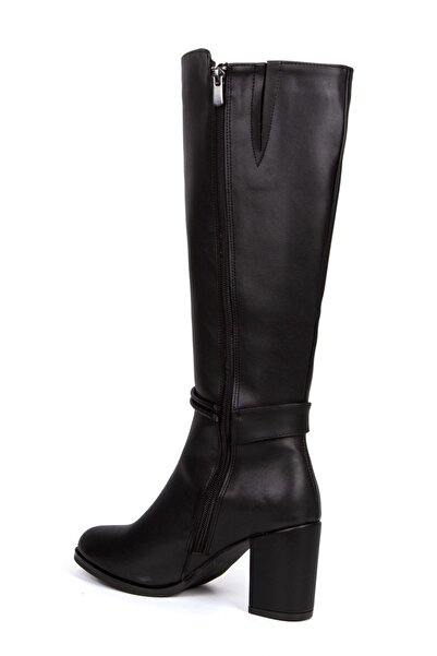DYG STORE Women's 8 cm Thick Heel Faux Leather Boots