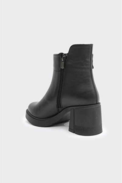 derinet Hakiki Deri Fermuarlı Topuklu Kadın Bot