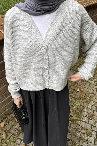 lamelif Ζακέτα με λαιμόκοψη σε σχήμα V γκρι