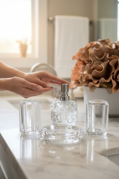 ROY KING AKRİLİK KRİSTAL ŞEFFAF BANYO SETİ