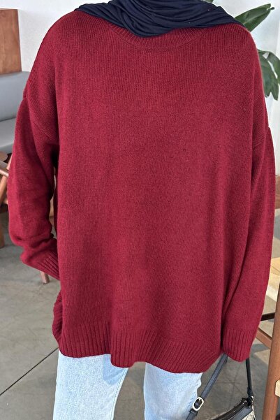 lamelif Πουλόβερ με χαλαρή υφή μπορντό