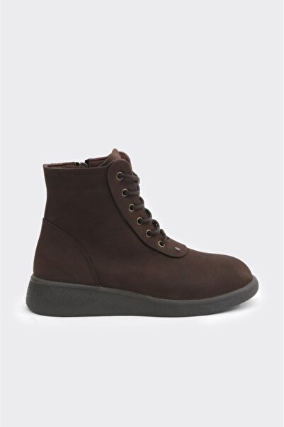 derinet Hakiki Deri Comfort Taban Fermuarlı Kadın Bot