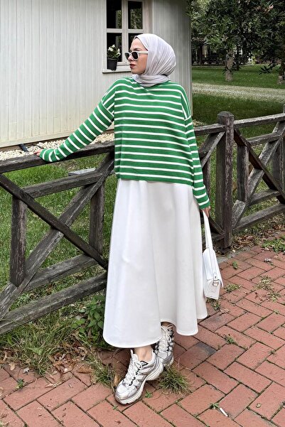 lamelif Striped Fisherman Sweater Green