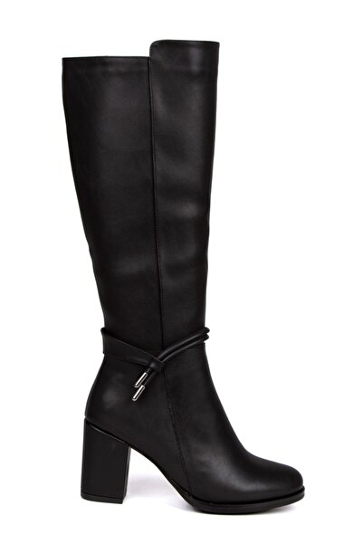 DYG STORE Women's 8 cm Thick Heel Faux Leather Boots