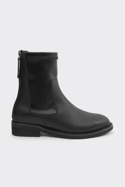 derinet Hakiki Deri Arkadan Fermuarlı Kadın Bot