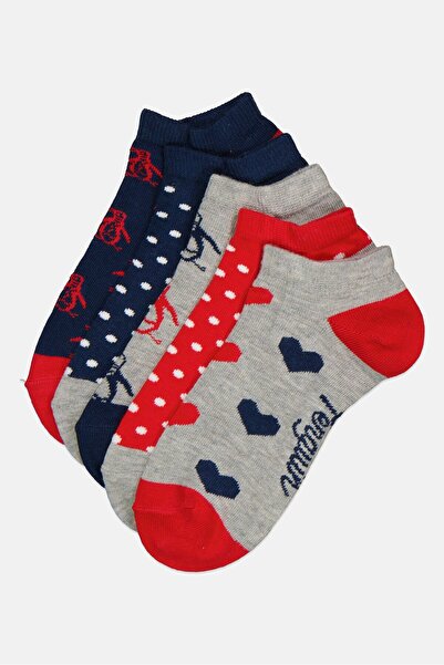 Original Penguin Kids Girl 5 Pairs Graphic Print Socks, Multicolor
