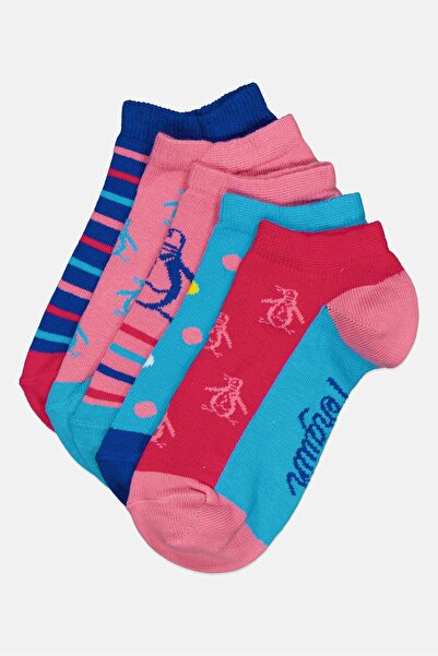 Original Penguin Kids Girl 5 Pairs Graphic Print Socks, Multicolor