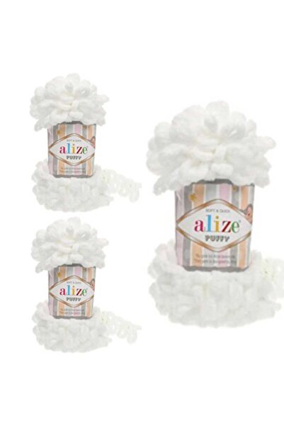 ÇEÇEN HOME (3 Pieces) Puffy Hand Knitting Yarn 55 Panduf Blanket Yarn Scarf Cardigan Mat Yarn 100 Gr. 9Mt.