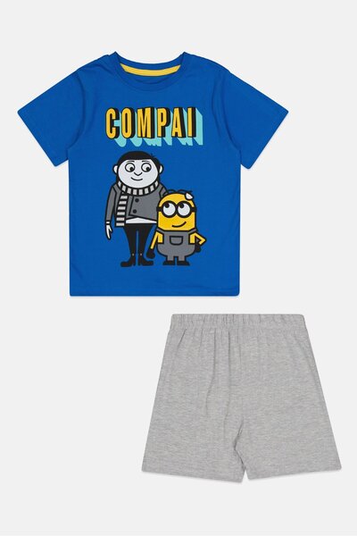 Disney Toddlers Boy 2 Piece Minions Short Sleeve Top And Shorts Pajama Set, Multicolor