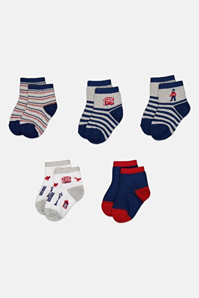 MUDD Toddlers Boy 5 Pairs Allover Print Quarter Socks, Multicolor