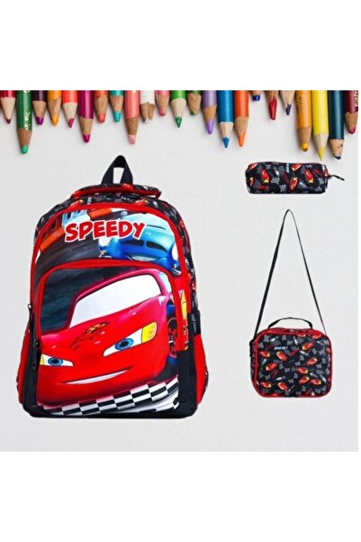 KY Boys' Primary School Orthopedic Car 3-Piece Bag Set with 3 Compartments, W...