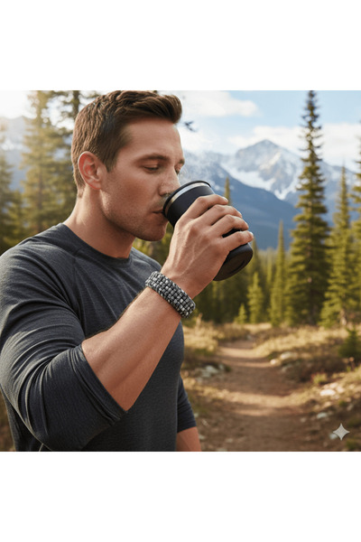 Tesbihane Tactical Paracord Bracelet with Compass and Lighter - Monochrome Camouflage Pattern - for Camping and Outdoor Sports