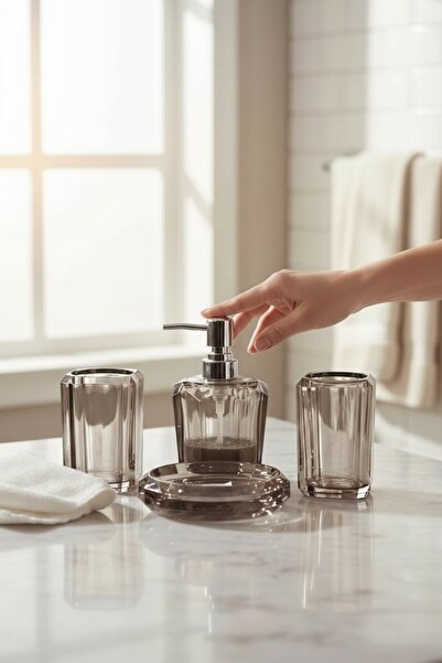 ROY KING AKRİLİK KRİSTAL ANTRASİT BANYO SETİ